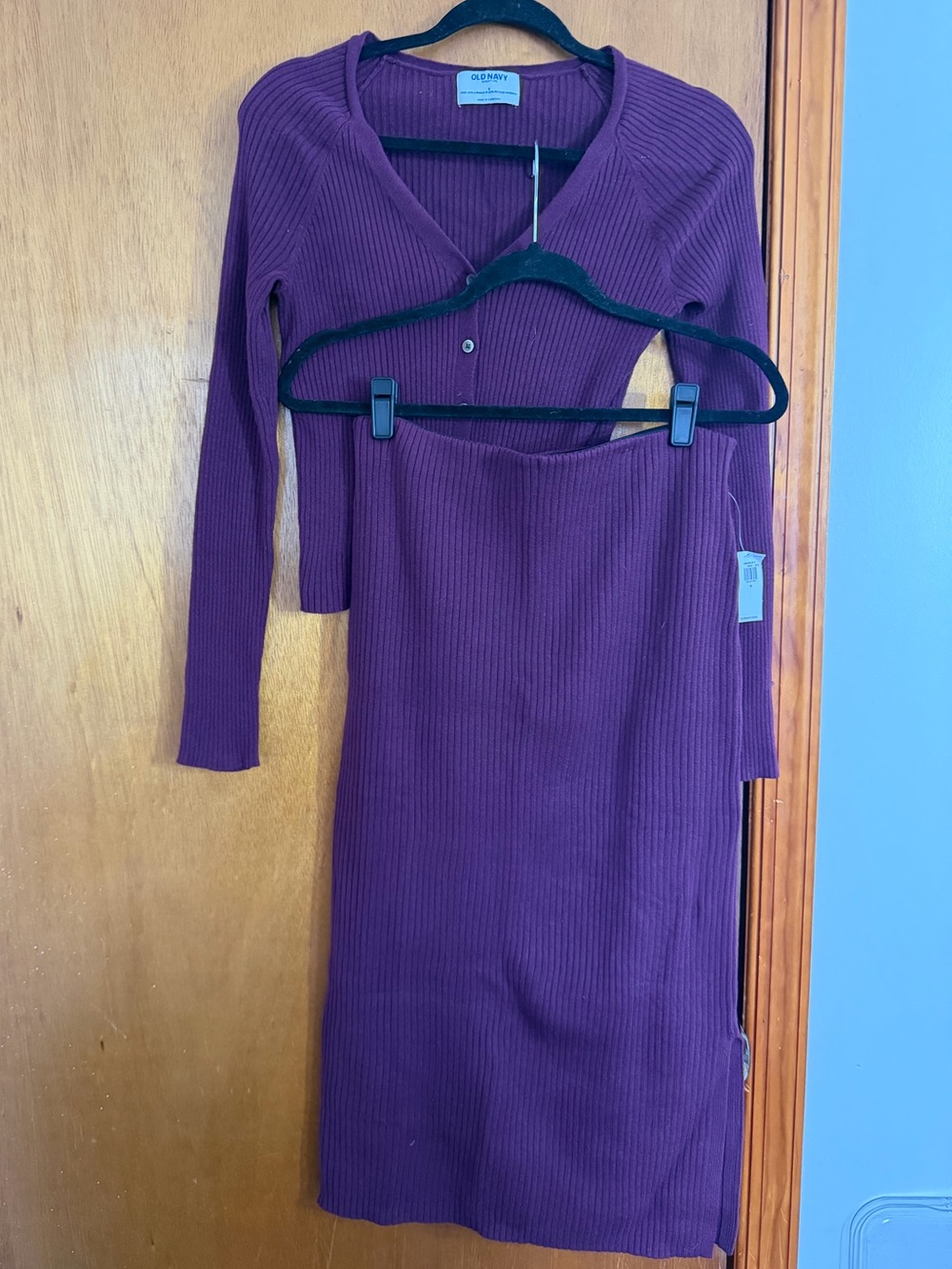 Old Navy Ribbed Two-Piece Dress Set in Plum